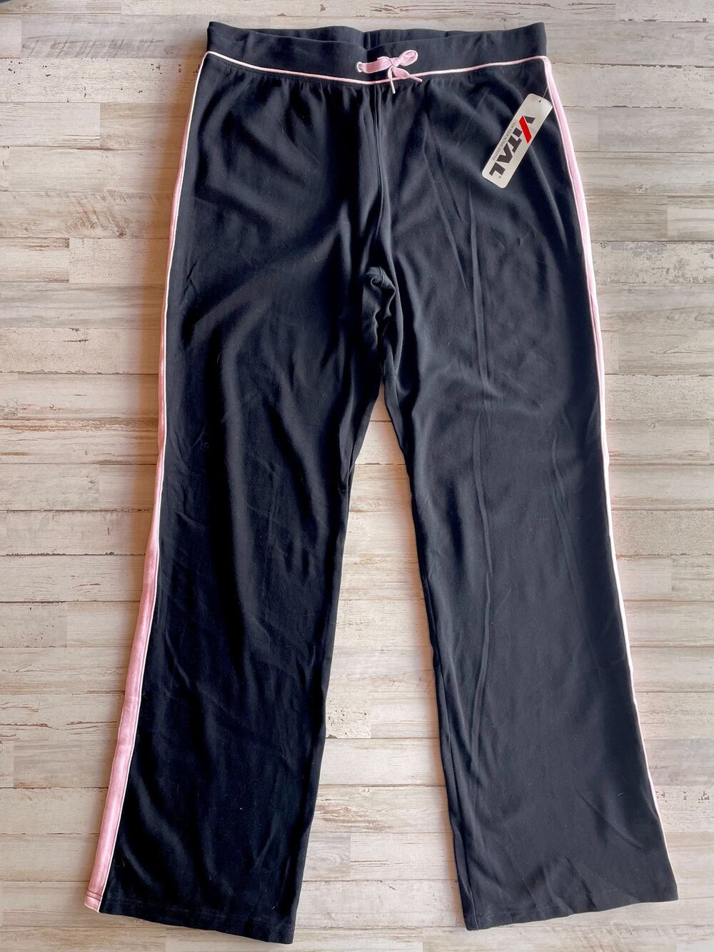 VITAL Active Yoga Sport Knit Wide Leg Black Pink Pants SZ Xl  C101418